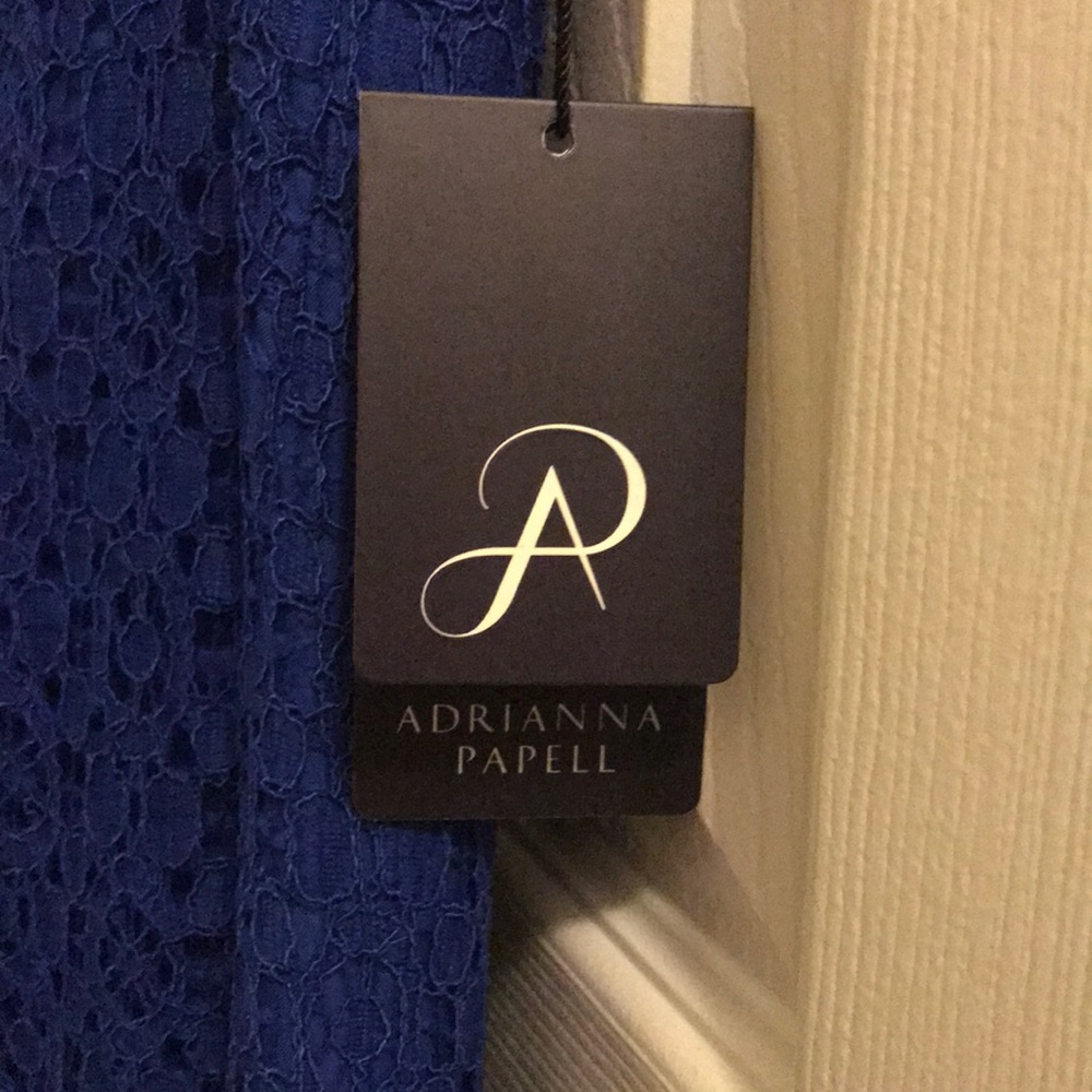 🆕 Adrianna Papell Navy Mini Medallion Lace Dress - Picture 2 of 7